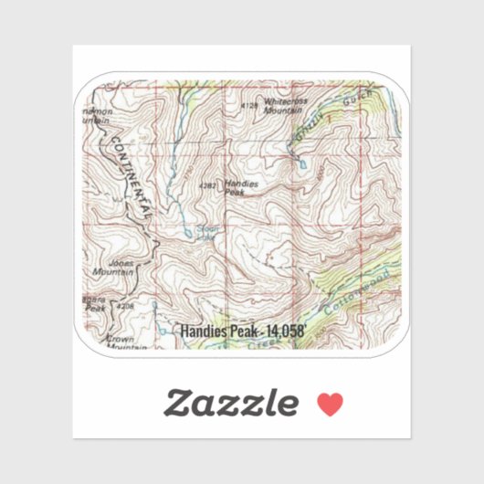 Handies Peak Topographic Map Sticker (Vel)