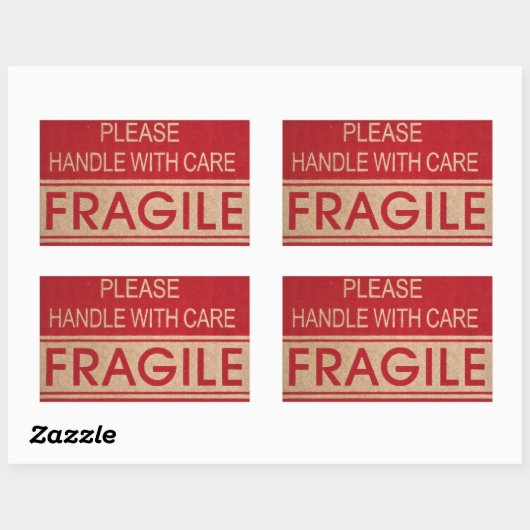 Handig, breekbaar teken rechthoekige sticker (Vel)