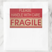 Handig, breekbaar teken rechthoekige sticker (Tas)