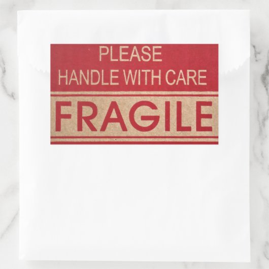 Handig, breekbaar teken rechthoekige sticker (Tas)