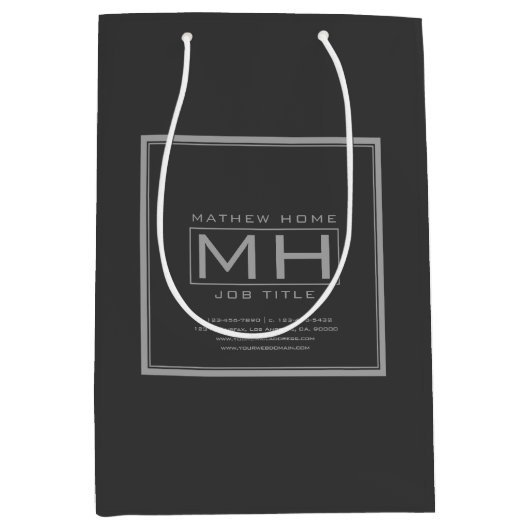 Handig grijs en donkergrijs medium cadeauzakje (Voorkant)