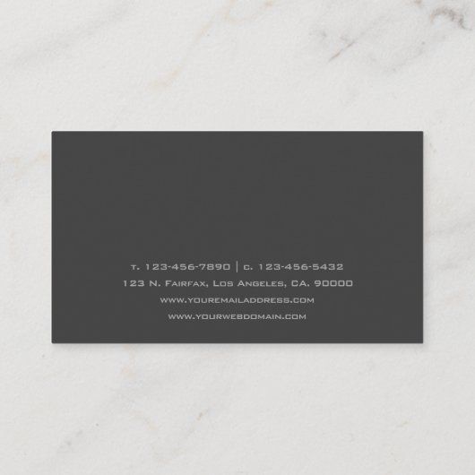 Handig grijs en donkergrijs visitekaartje (Achterkant)