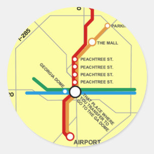Handige Atlanta metrokaart Ronde Sticker