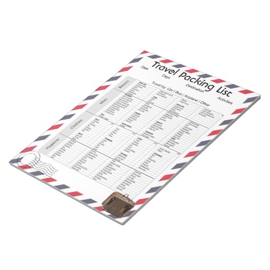 Handige controlelijst voor reisverpakking notitieblok (Schuin)