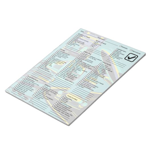 Handige controlelijst voor reisverpakking notitieblok (Schuin)