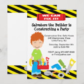 Handige Fix it Boys Birthday Uitnodiging (Voorkant / Achterkant)