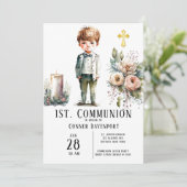 Handige jongen 1st. Communie Kaart (Staand voorkant)