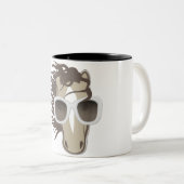 Handige paarden (zonnebrillen) tweekleurige koffiemok (Voorkant rechts)