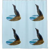 Handige pinguïn, douchegordijn (Voorkant)