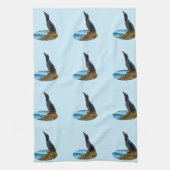Handige pinguïn, theedoek (Verticaal)