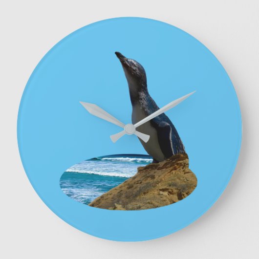 Handige pinguïn, wandklok (Voorkant)