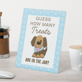 Handige puppy Dog denk hoeveel spel Reclamebord Met Voetstuk