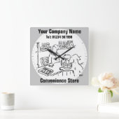 Handige winkel, lokale winkel of supermarkt vierkante klok (Huis)