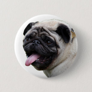 Handige witte Pug foto-accessoires, met namen Ronde Button 5,7 Cm