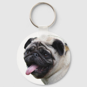 Handige witte Pug foto-accessoires, met namen Sleutelhanger