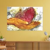 Handje en hart 60x40 inch omlijst canvas afdruk (Insitu (Woonkamer))