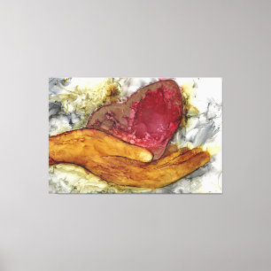 Handje en hart 60x40 inch omlijst canvas afdruk
