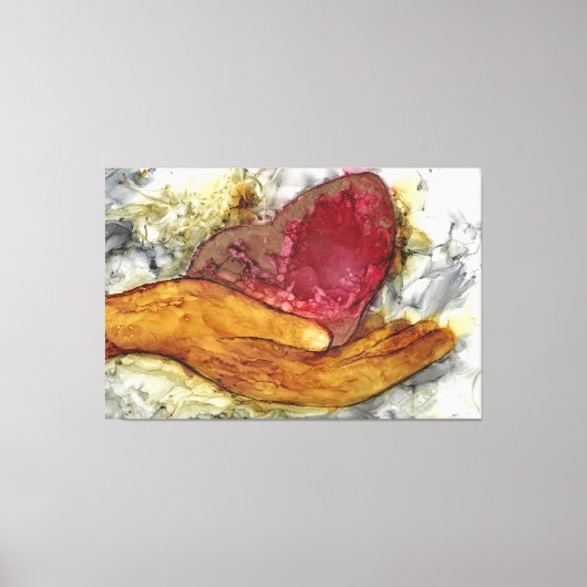 Handje en hart 60x40 inch omlijst canvas afdruk (Voorkant)