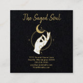 Handje en maan vierkante visitekaartje (Achterkant)