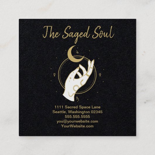 Handje en maan vierkante visitekaartje (Achterkant)