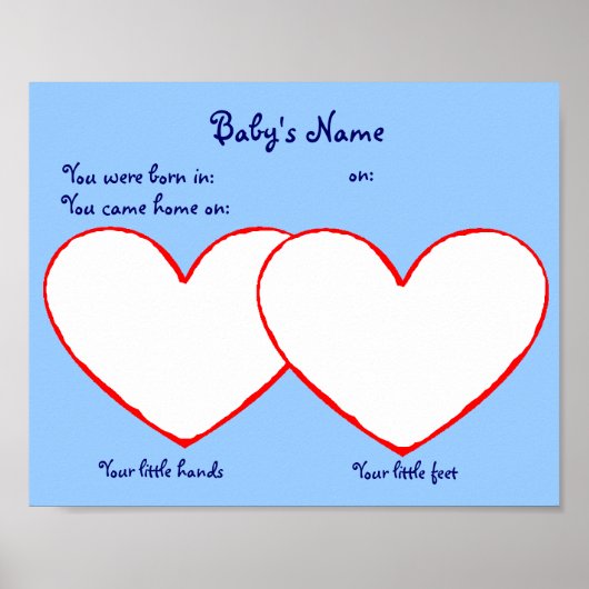 Handje- en voetafdrukposter voor geadopteerd kindb poster (Voorkant)