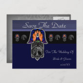 Handje Hamsa met: Boom van leven 2 (sparen de datu Aankondigingskaart (Voorkant / Achterkant)