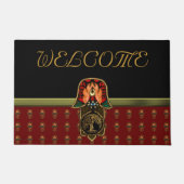 Handje Hamsa met: Boom van Life Red/Gold Deurmat (Voorkant)