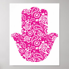 Handje Hamsa Pink White Lucky Talisman Poster