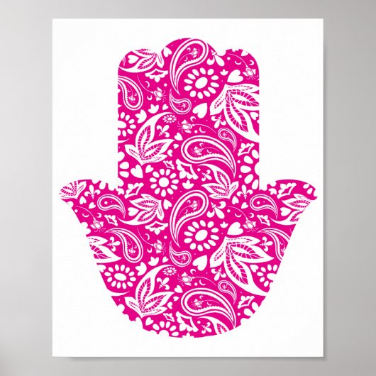 Handje Hamsa Pink White Lucky Talisman Poster (Voorkant)