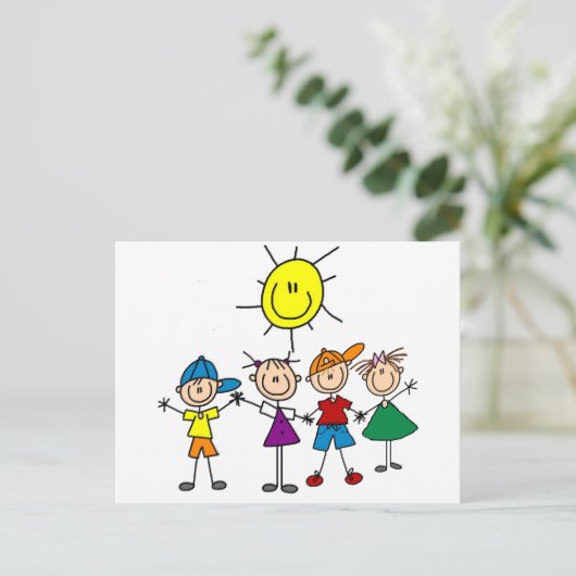 Handje in hand Afbeelding Kinder overhemden en cad Briefkaart (Staand voorkant)