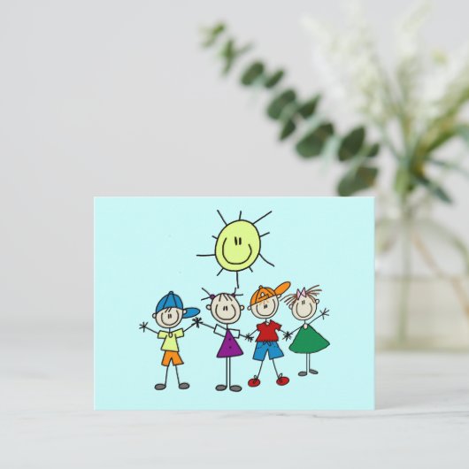 Handje in hand Afbeelding Kinder overhemden en cad Briefkaart (Staand voorkant)