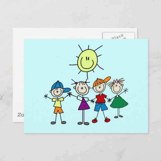 Handje in hand Afbeelding Kinder overhemden en cad Briefkaart (Voorkant / Achterkant)