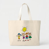 Handje in hand Afbeelding Kinder overhemden en cad Grote Tote Bag (Voorkant)