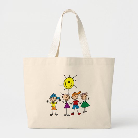Handje in hand Afbeelding Kinder overhemden en cad Grote Tote Bag (Voorkant)