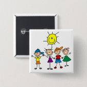 Handje in hand Afbeelding Kinder overhemden en cad Vierkante Button 5,1 Cm (Voorkant /achterkant)