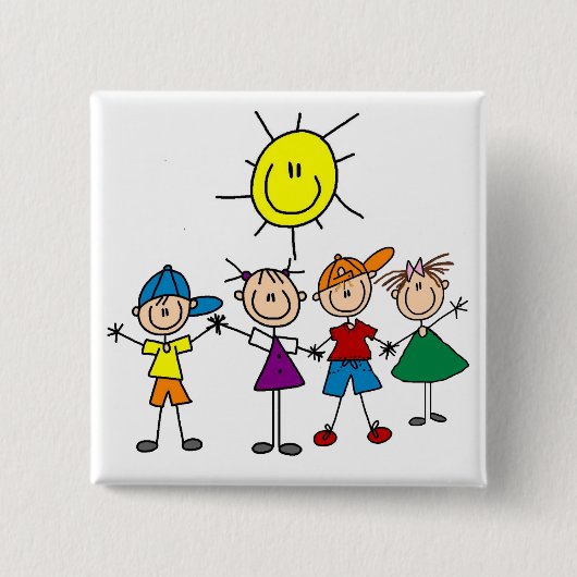 Handje in hand Afbeelding Kinder overhemden en cad Vierkante Button 5,1 Cm (Voorkant)