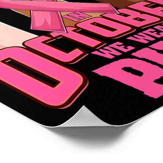 Handje In oktober draag we roze borstkankerwaarsch Poster (Hoek)