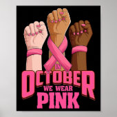 Handje In oktober draag we roze borstkankerwaarsch Poster (Voorkant)