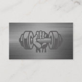 Handje met dumbbell | metallische achtergrond visitekaartje (Voorkant)