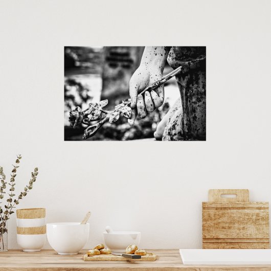 Handje met een roos begraafplaats poster (Keuken)