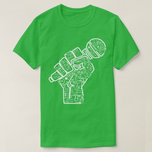 Handje met illustratie van microfoonelektronen t-shirt (Design voorkant)