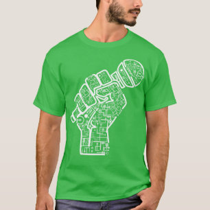 Handje met illustratie van microfoonelektronen t-shirt