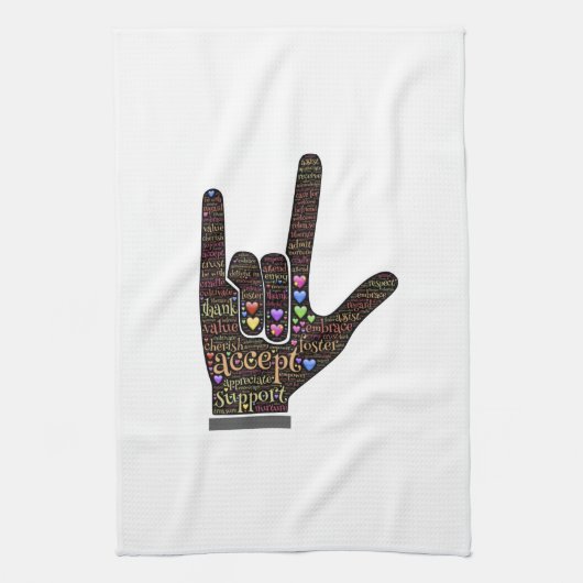 Handje met inspirerend tekst theedoek (Verticaal)
