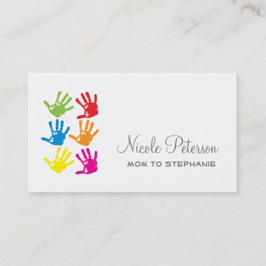 Handje prints mammie kaart contactkaartje (Voorkant)