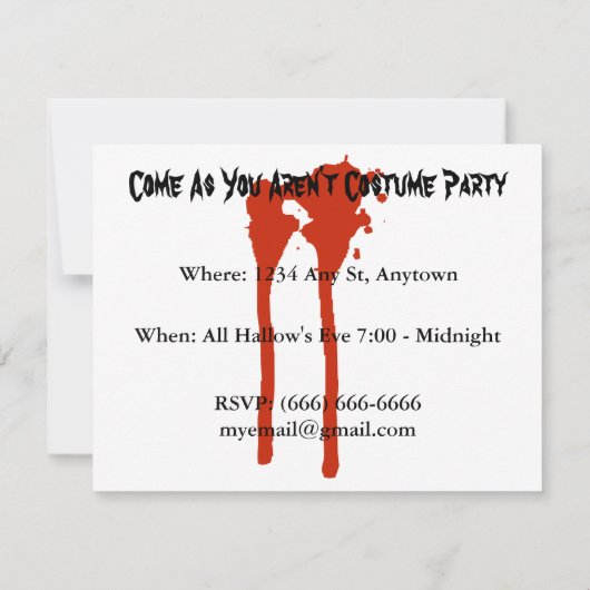 Handje van de dode partij Text Halloween Kaart (Achterkant)