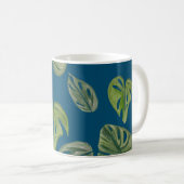 Handje Waterverf Monstera Adansonii Leaf Blue Koffiemok (Voorkant rechts)