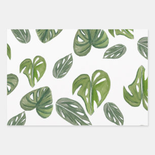 Handje Waterverf Monstera Adansonii Leaf Bridal Inpakpapier Vel