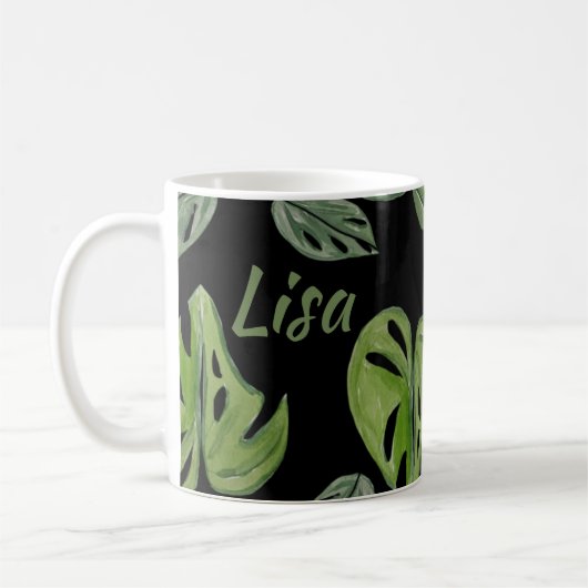 Handje Waterverf Monstera Adansonii Leaf Bridal Koffiemok (Links)