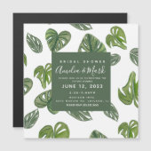 Handje Waterverf Monstera Adansonii Leaf Bridal Magnetische Uitnodiging (Voorkant / Achterkant)