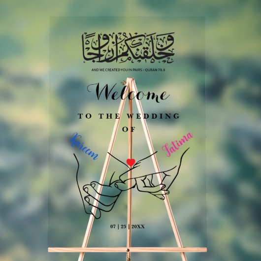 Handjes vasthouden Nikah Welkomstbord Acryl Bord (Neutraal)